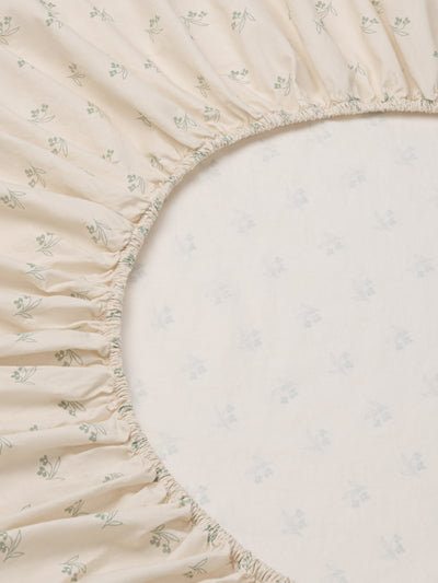 Mellow Green Martha Floral Cotton Fitted Sheet - alternate image