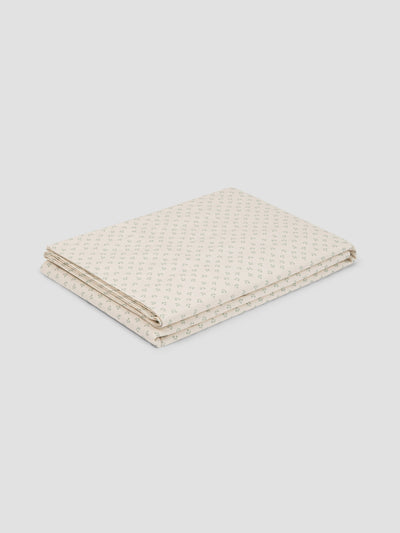 Mellow Green Martha Floral Cotton Flat Sheet