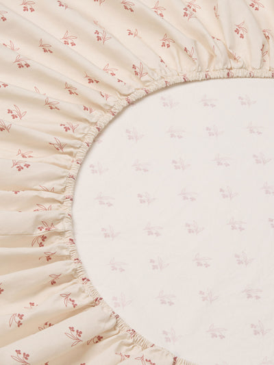 Dusty Pink Martha Floral Cotton Fitted Sheet - alternate image