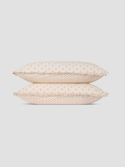 Dusty Pink Martha Floral Cotton Frill Pillowcases (Pair) - alternate image