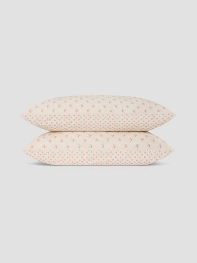 Dusty Pink Martha Floral Cotton Pillowcases (Pair)