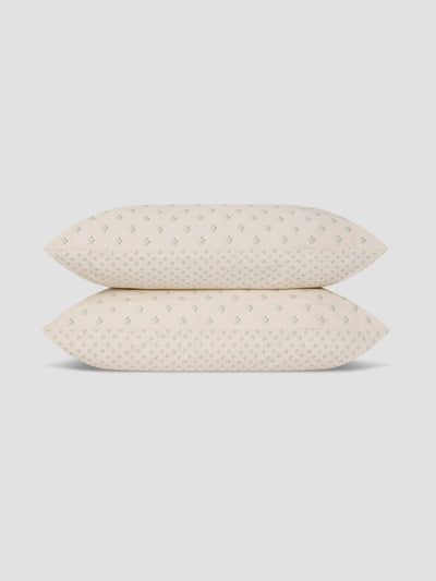 Mellow Green Martha Floral Cotton Pillowcases (Pair) - alternate image