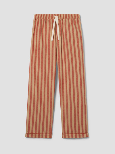 Sandstone Red Pembroke Stripe Linen Blend Trousers
