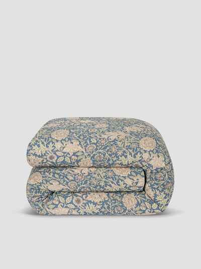 Webbs Blue Double Bough Linen Blend Duvet Cover - alternate image