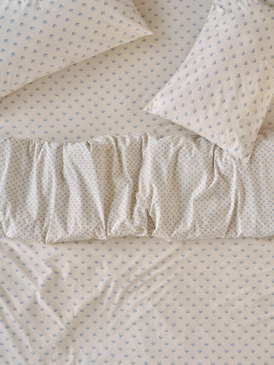Cove Blue Martha Floral Cotton Duvet Cover