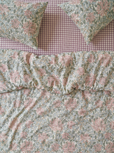 Soft Sage Honeysuckle Linen Blend Duvet Cover