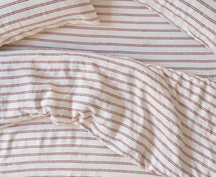 Rhubarb Kemptown Stripe Linen Blend Duvet Cover