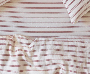 Rhubarb Kemptown Stripe Linen Blend Fitted Sheet