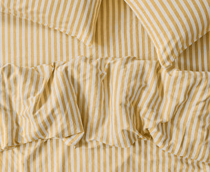 Honey Pembroke Stripe Linen Blend Duvet Cover