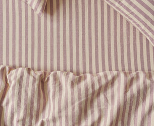 Elderberry Pembroke Stripe Linen Blend Fitted Sheet