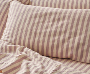 Elderberry Pembroke Stripe Linen Blend Pillowcase (Pair)