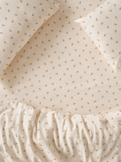 Honey Posy Bud Linen Blend Fitted Sheet