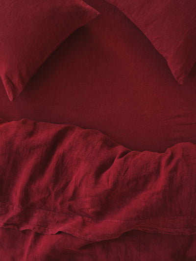 Rhubarb 100% Linen Fitted Sheet