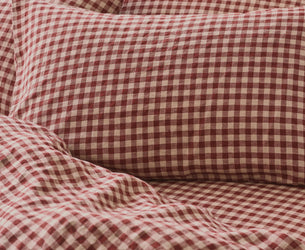 Rhubarb Gingham Linen Blend Pillowcases (Pair)
