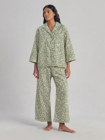 Leafy Arbour Oak Cotton Cropped Trouser Set