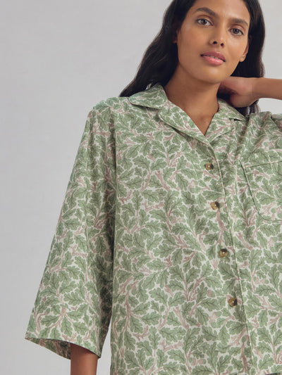 Leafy Arbour Oak Cotton Cropped Trouser Set