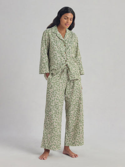 Leafy Arbour Oak Cotton Cropped Trouser Set