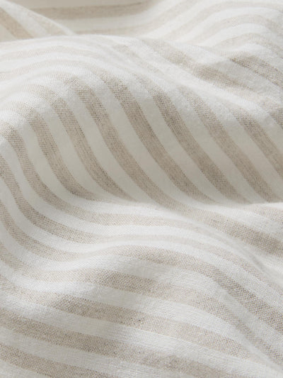 Oatmeal Stripe Linen Blend Fitted Sheet - alternate image