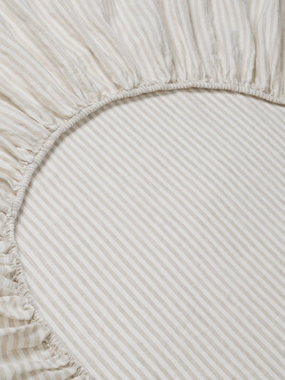 Oatmeal Stripe Linen Blend Fitted Sheet