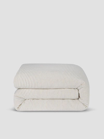 Oatmeal Stripe Linen Blend Duvet Cover