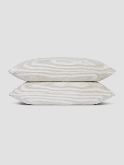 Oatmeal Stripe Linen Blend Pillowcases (Pair)