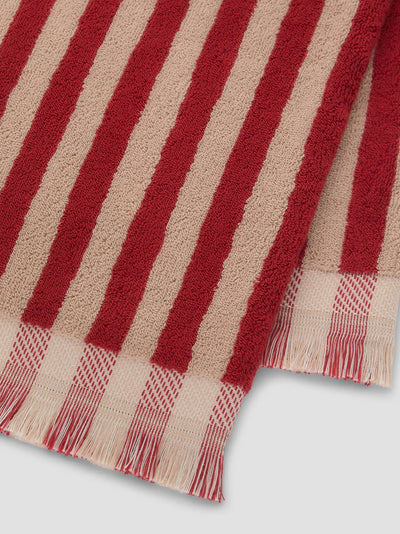 Sandstone Red Pembroke Stripe Towel & Bath Mat Set