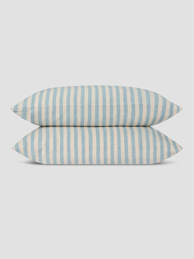 Coastal Blue Pembroke Stripe Linen Blend Pillowcases (Pair) - alternate image