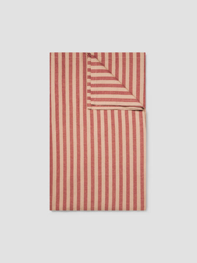 Sandstone Red Pembroke Stripe Linen Blend Tablecloth - alternate image