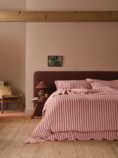 Rhubarb & Rose Pembroke Stripe 100% Linen Duvet Cover