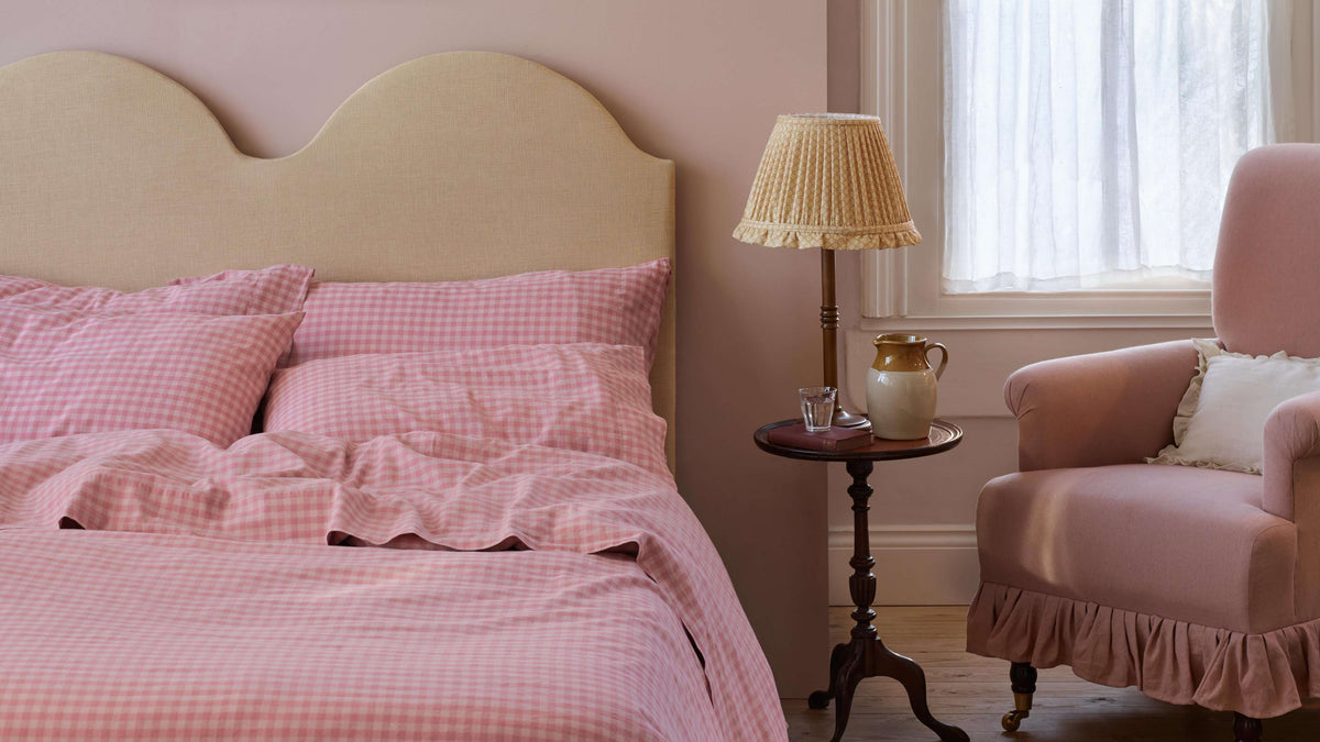 Dusty Pink Drenched Gingham bedding