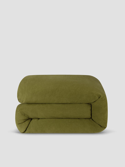 Botanical Green Linen Blend Duvet Cover - alternate image