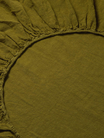 Botanical Green Linen Blend Fitted Sheet