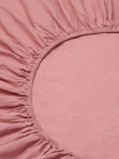 Dusty Pink Linen Blend Fitted Sheet