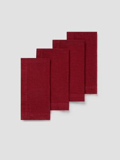 Serviettes en mélange lin et rhubarbe - Lot de 4