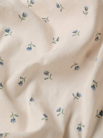 Dusk Blue Posy Bud Linen Blend Pillowcases (Pair)