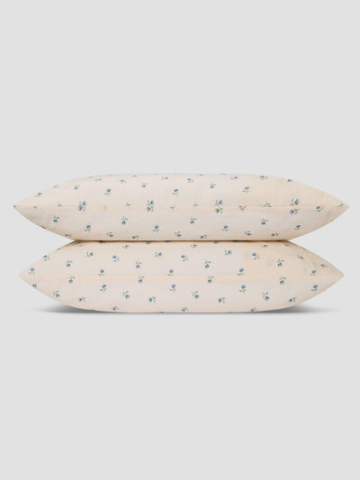 Dusk Blue Posy Bud Linen Blend Pillowcases (Pair) - alternate image