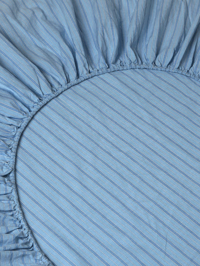 Pale Blue Favourite Stripe Cotton Fitted Sheet