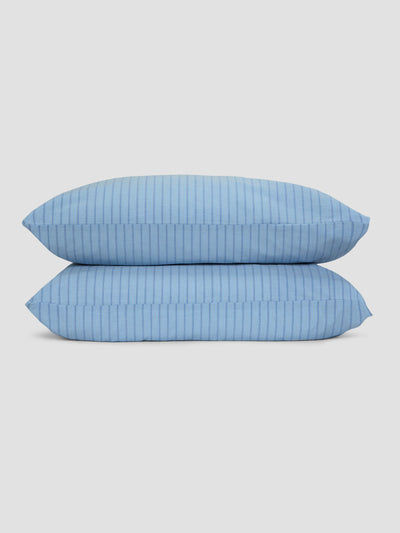 Pale Blue Favourite Shirt Stripe Cotton Pillowcases (Pair)