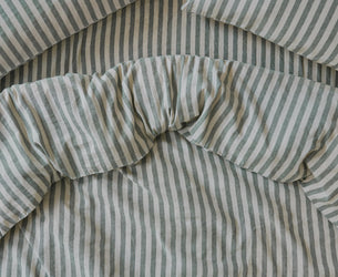 Fern Green Pembroke Stripe Linen Blend Duvet Cover