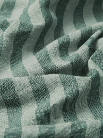 Pine Green Pembroke Stripe Linen Blend Fitted Sheet