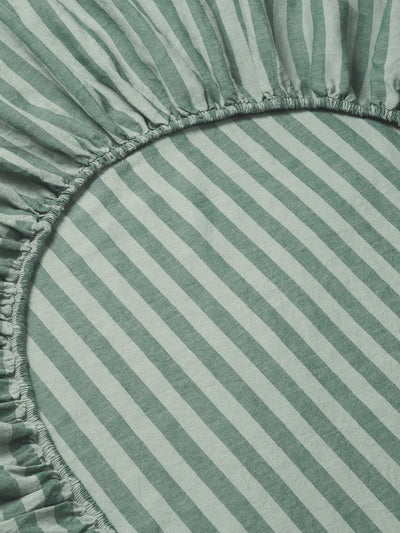 Pine Green Pembroke Stripe Linen Blend Fitted Sheet