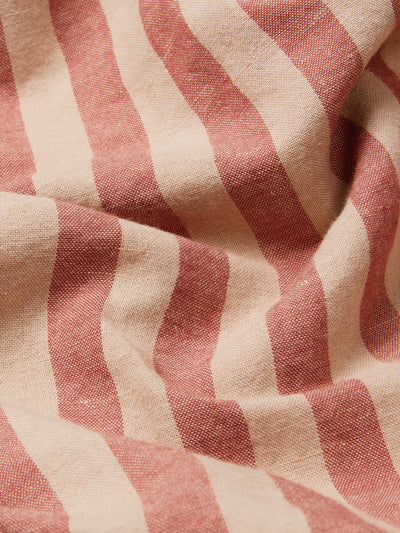 Sandstone Red Pembroke Stripe Linen Blend Fitted Sheet