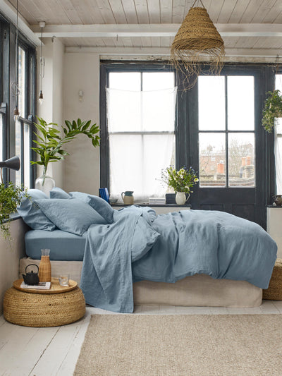 Dusk Blue Linen Blend Duvet Cover - alternate image