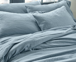 Dusk Blue Linen Blend Pillowcases (Pair)