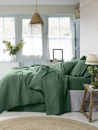 Elm Green Linen Blend Duvet Cover