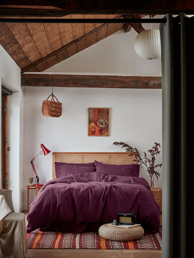 Berry 100% Linen Duvet Cover