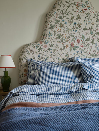Indigo Small Gingham Cotton Pillowcases (Pair)