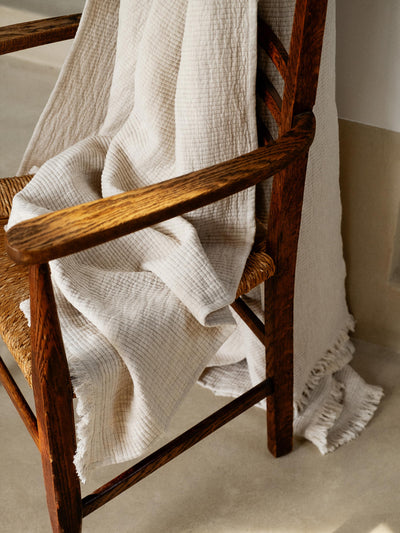 Oatmeal Cotton Textured Throw - alternate image