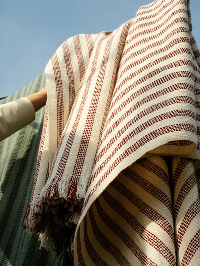 Rust Red Pembroke Stripe Wool Throw - alternate image