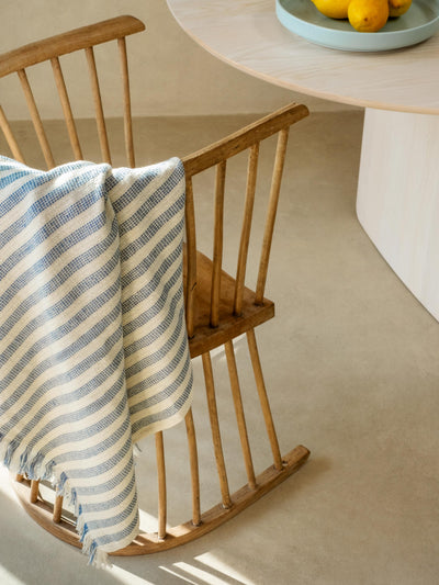 Coastal Blue Pembroke Stripe Wool Throw